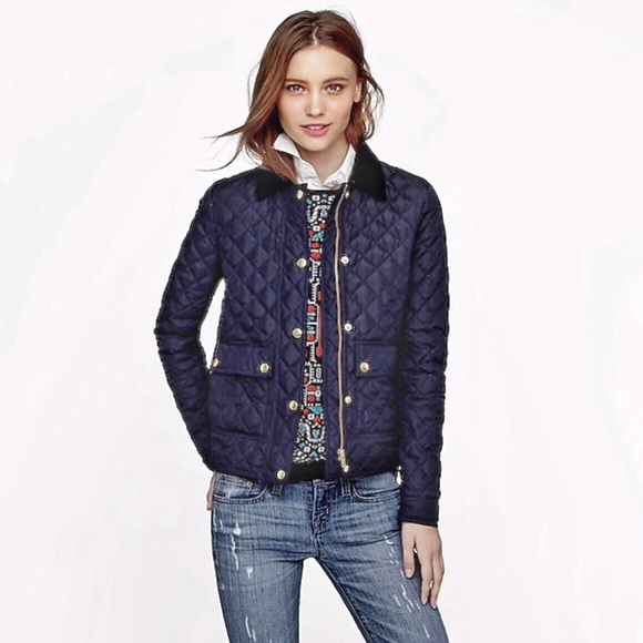 J. Crew Jackets & Blazers - J. Crew Blue Quilted Tack Jacket  Size S